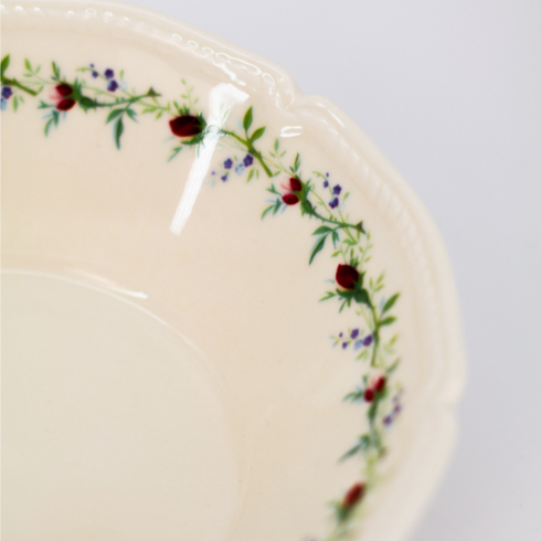 8" White Bowl with Rose and Leaf Pattern