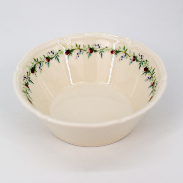 8" White Bowl with Rose and Leaf Pattern