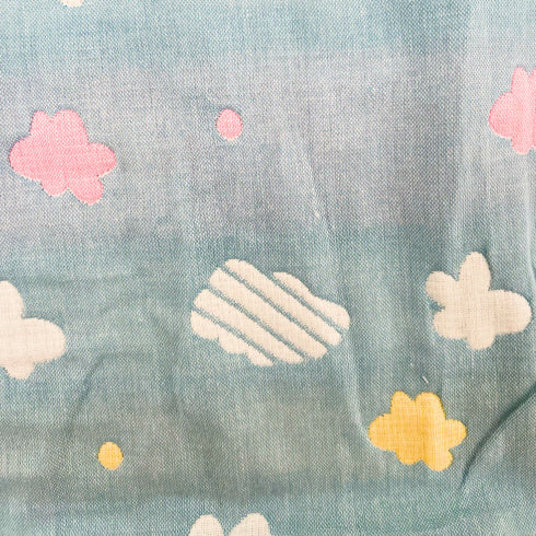 Manta suave de nube para bebé de doble cara | Rayas rosas y amarillas con nubes azules | 35.5 x 39.5