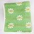 Manta de bebé verde y blanca con margaritas | 100 % algodón | 6 capas | 89 x 100 cm