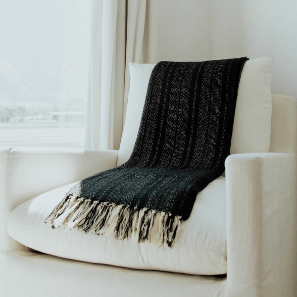 Black and White Throw Blankets 60" X 68" +3.5" Tassels