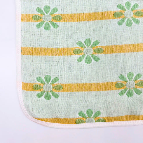 Manta de bebé verde y blanca con margaritas | 100 % algodón | 6 capas | 89 x 100 cm