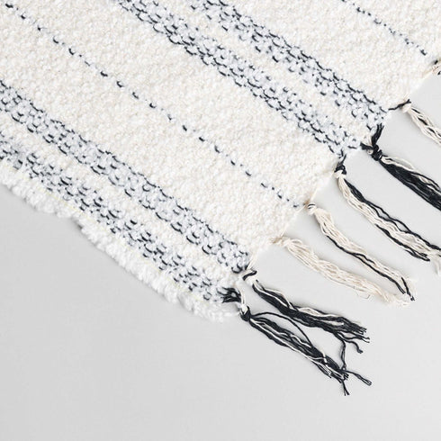 Comfy Boucle Textured White and Black Throw Blanket