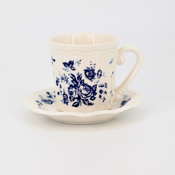 Tea Cup with Saucer | Vintage Blue Flowers Design