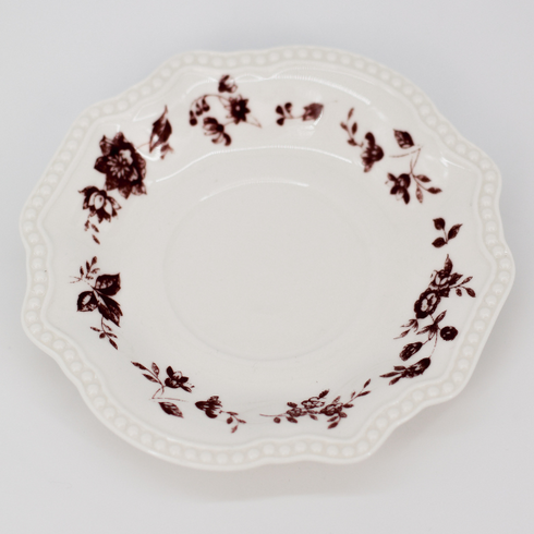 Tea Cup Set With Coaster | Vintage Brown Floral Design