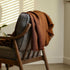 Brown Woolen Tweed Throw Blanket 57" x 70" +1" Fringe