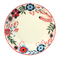 8" Floral Ceramic Plate with Coral Rim