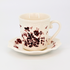 Tea Cup Set With Coaster | Vintage Brown Floral Design
