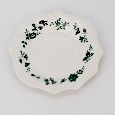 Tea Cup with Saucer | Vintage Green Flowers Design