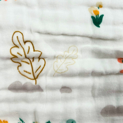 Manta de bebé 100 % algodón - Elefante con flores - 109 x 109 cm