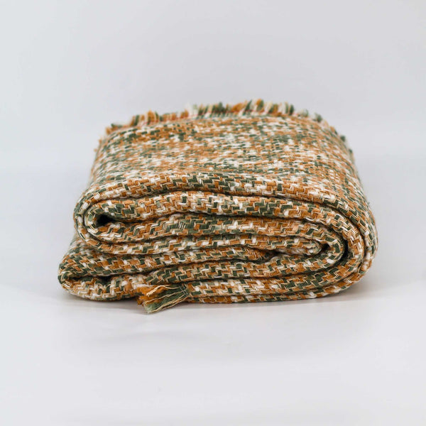 Multicolor Beige Throw Blanket  58" x 70" with a +1.5" Fringe