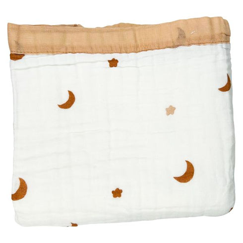 Manta para bebé con estampado de estrellas y lunas | 109 x 109 cm