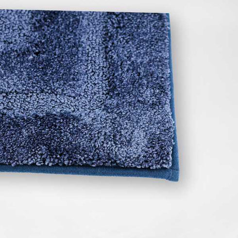 Alfombra de baño compacta de chenilla azul | 50 x 80 cm