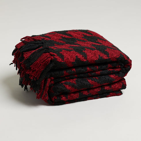 CHUNKY BIG HOUNDSTOOTH THROW BLANKET - Boucle Home