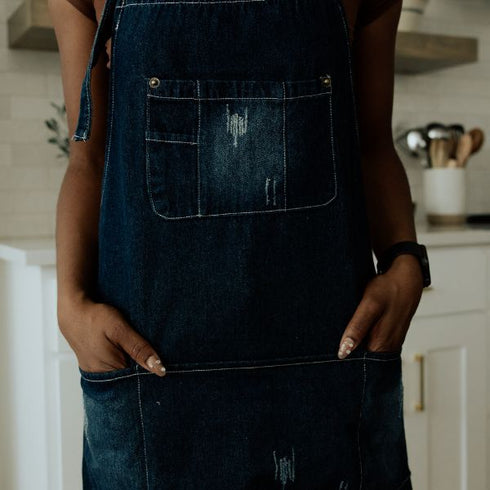 Denim Apron with Pockets | Adjustable Neck Strap