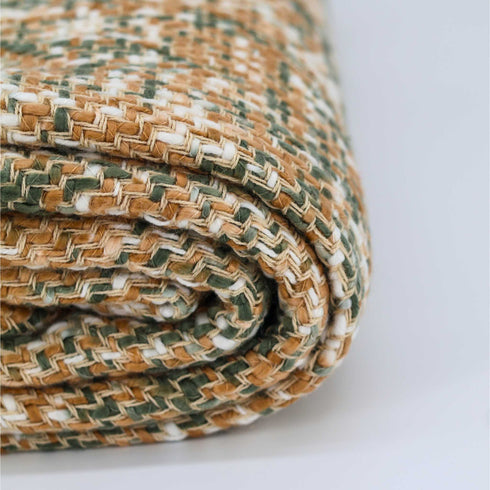 Manta beige multicolor de 58" x 70" con flecos de +1.5"