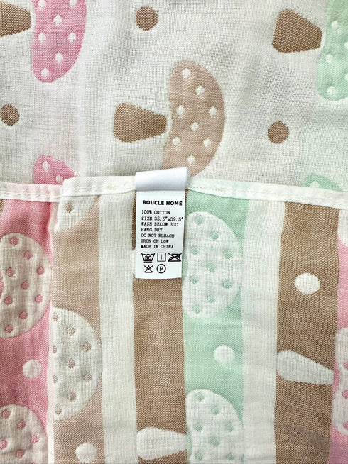 Manta para bebé Boucle Home 100 % algodón de 6 capas, doble cara con estampado de hongos, 89 x 100 cm