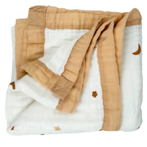 Manta para bebé con estampado de estrellas y lunas | 109 x 109 cm