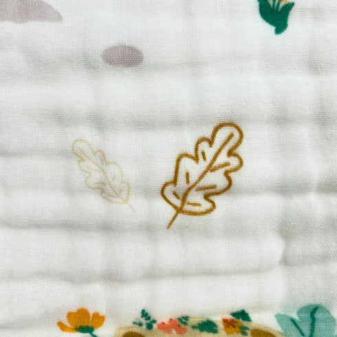 Manta de bebé 100 % algodón - Elefante con flores - 109 x 109 cm