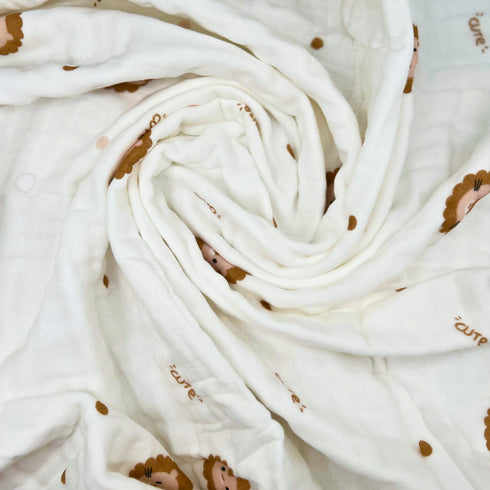 Manta para bebé con estampado de león | 100 % algodón | 6 capas | 109 x 109 cm | Suave y transpirable