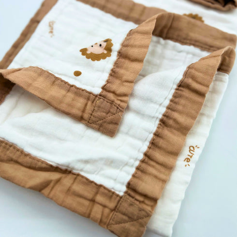 Manta para bebé con estampado de león | 100 % algodón | 6 capas | 109 x 109 cm | Suave y transpirable