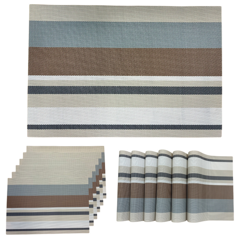 Beige, Blue, and White Placemat - (Set of 6)