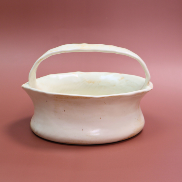 Large White Ceramic Bowl with Holder