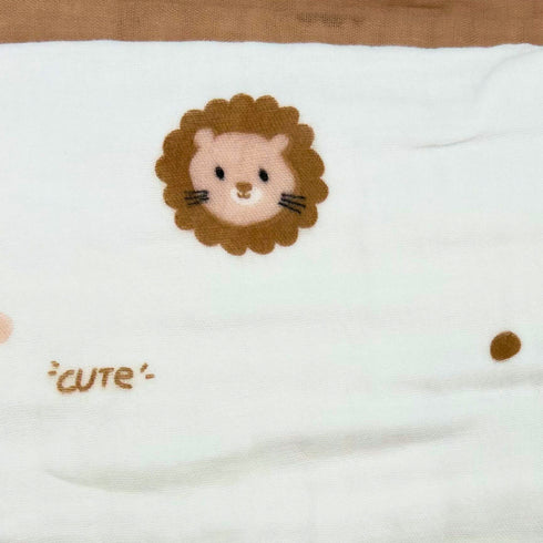 Manta para bebé con estampado de león | 100 % algodón | 6 capas | 109 x 109 cm | Suave y transpirable