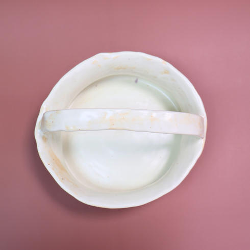 Large White Ceramic Bowl with Holder