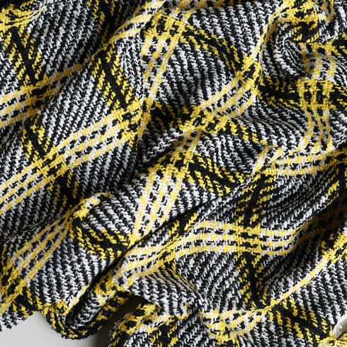 Unique designer throw blanket, yellow white and black plaid