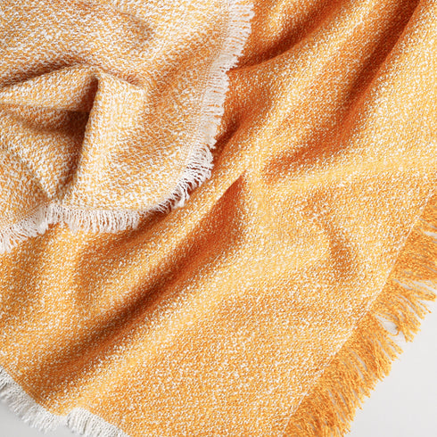 Boucle tweed jacquard throw blanket with colors of white and yellow