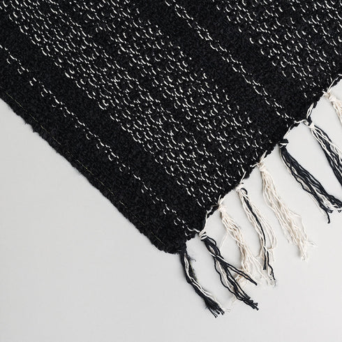 Comfy Boucle Textured White and Black Throw Blanket