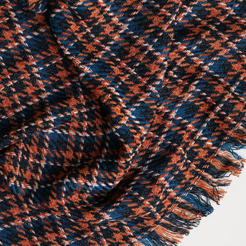 multicolor houndstooth design warm throw blanket with fringe