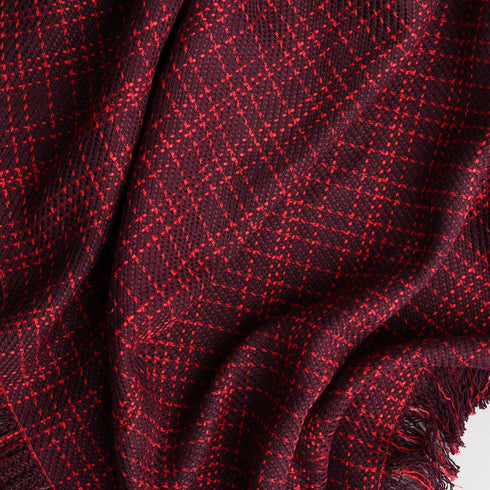 TWO TONED SUBLTE PLAID TWEED THROW BLANKET - Boucle Home