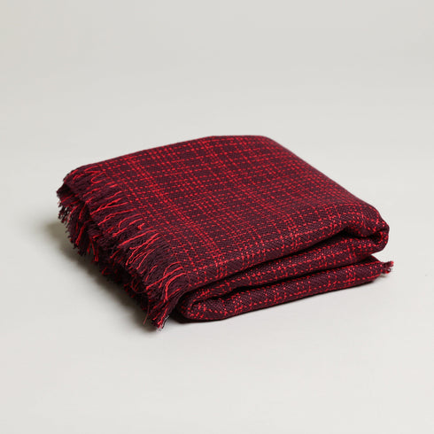 TWO TONED SUBLTE PLAID TWEED THROW BLANKET - Boucle Home
