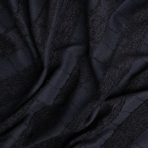 TEXTURED NAVY CHENILLE STRIPED THROW BLANKET - Boucle Home