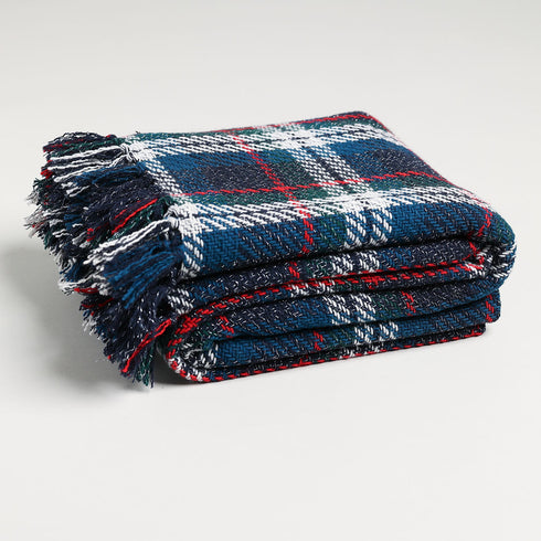 A picture of our green, navy and red chunky plaid throw blanket