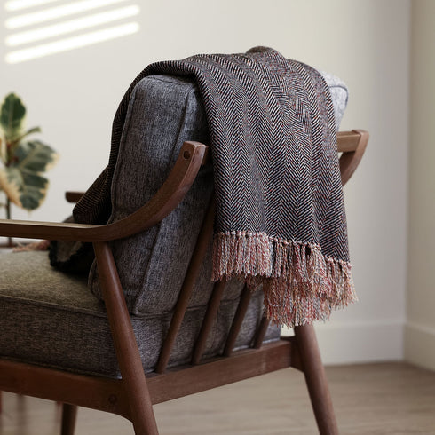 SMALL HERRINGBONE THROW BLANKET - Boucle Home