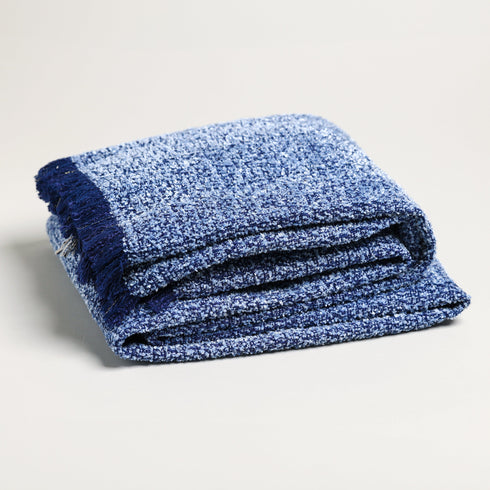 blue fuzzy blanket textured throw blanket with fringe