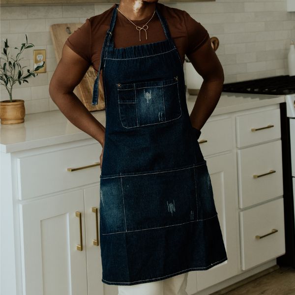 Denim Apron with Pockets | Adjustable Neck Strap