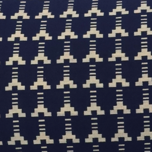 Horizontal Cream and Blue Geometric Throw Pillow