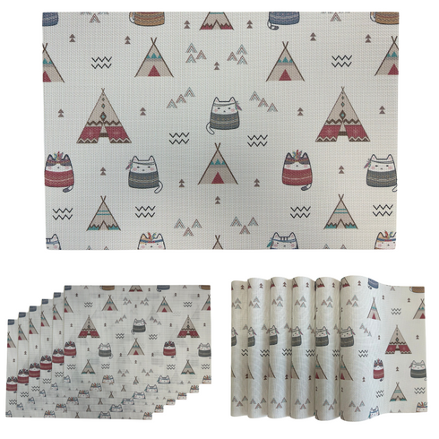 Kitten and Teepee Table Mat (Set of 6)