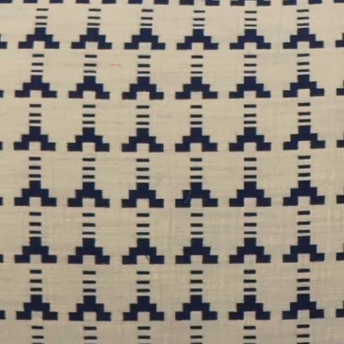 Horizontal Cream and Blue Geometric Throw Pillow