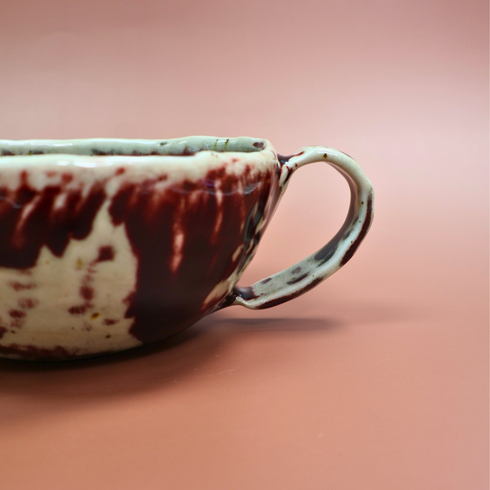 Maroon and Grey Ceramic Cup