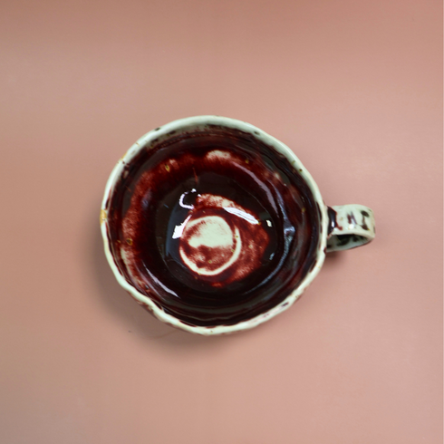 Maroon and Grey Ceramic Cup
