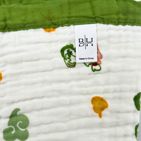 Manta versátil para bebé, color blanco con dragones verdes | 100 % algodón | 109 x 109 cm