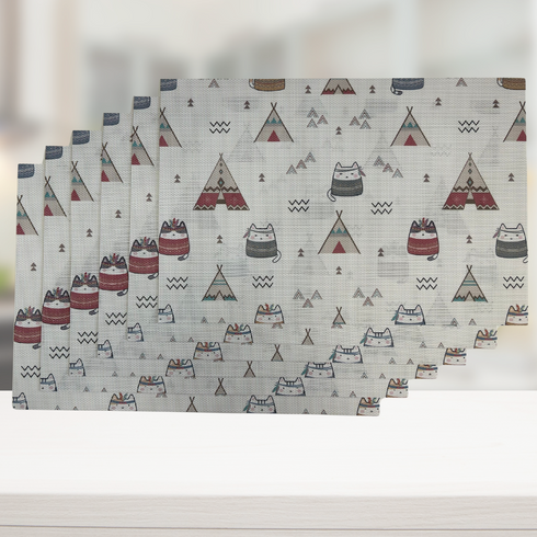 Kitten and Teepee Table Mat (Set of 6)