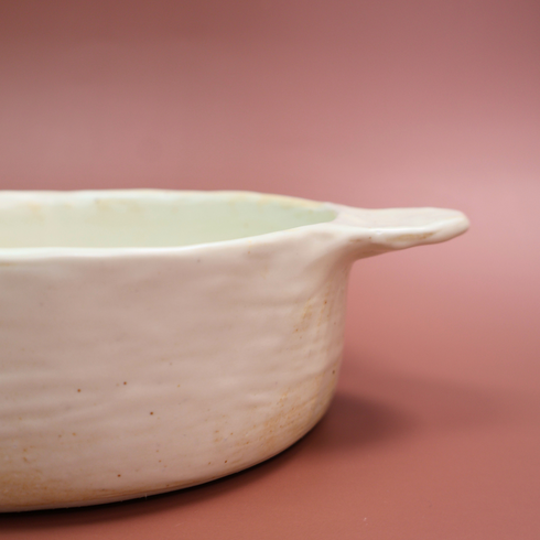 Round Ceramic Bowl With Handles