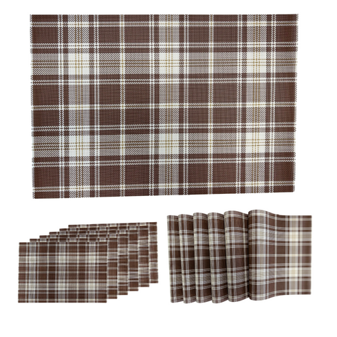 Brown Plaid Table Mat (Set of 6)