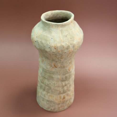 rounded top tall off white vintage looking flower vase